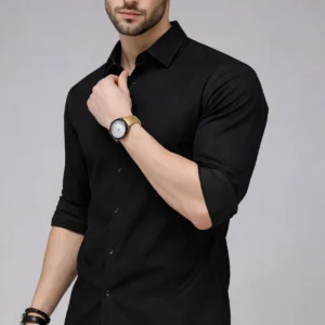 BROCON Men  Regular Fit Solid Spread Collar Casual Shirt