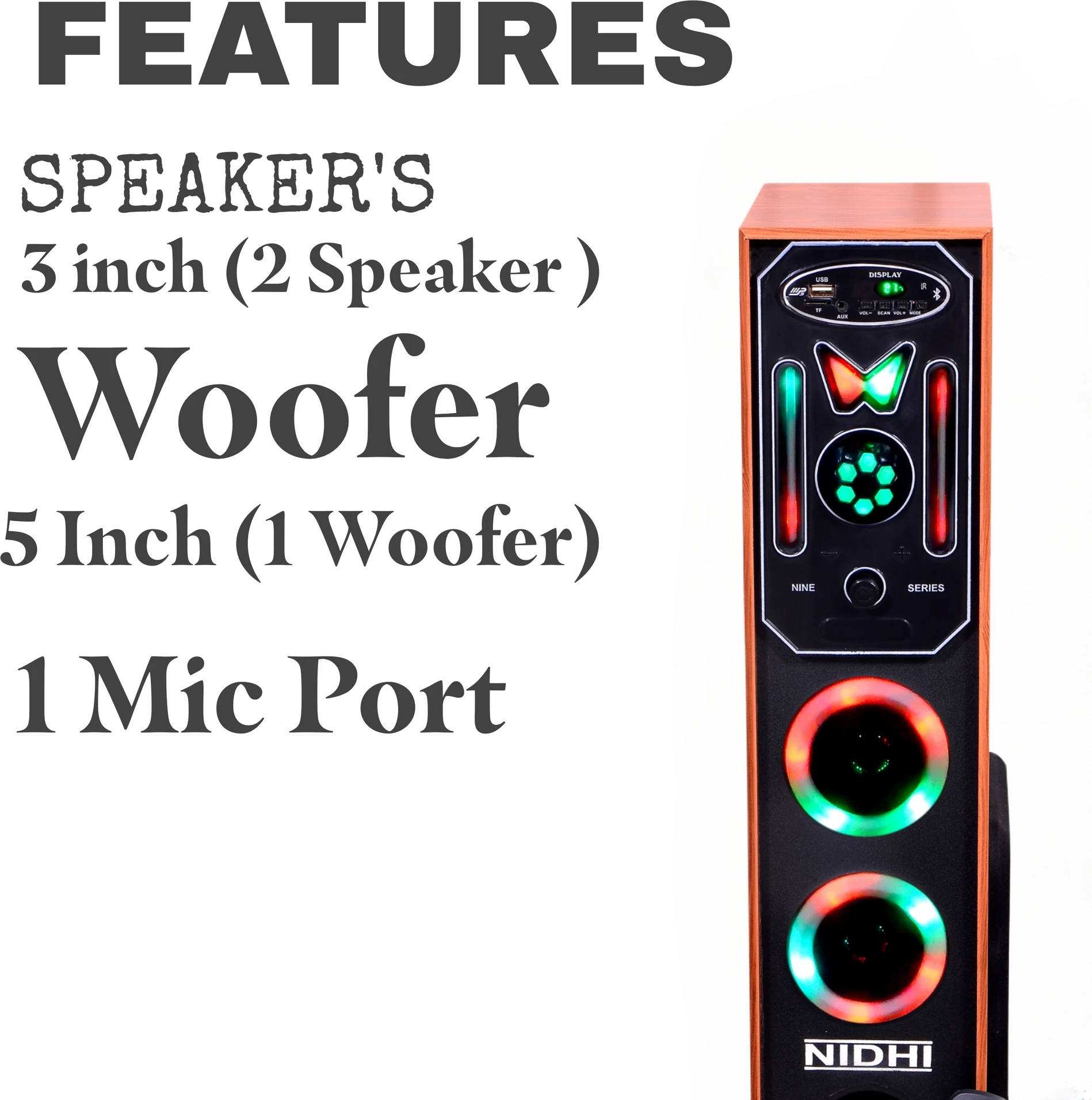 Nidhi Single TOWER Speaker Single TOWER Speaker Subwoofer - Image 2