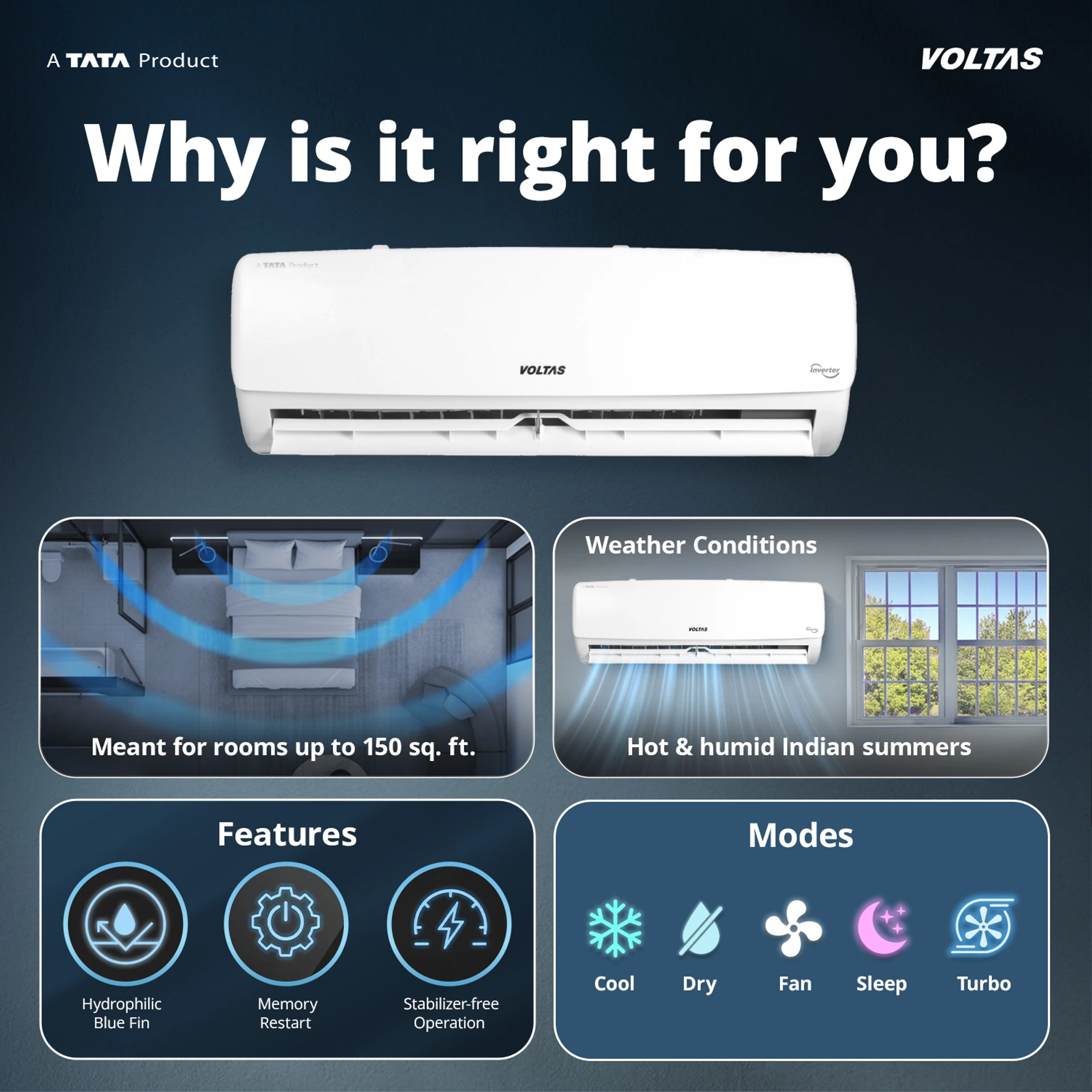 Voltas 2026 Model 1 Ton 3 Star Split Inverter AC - Image 8
