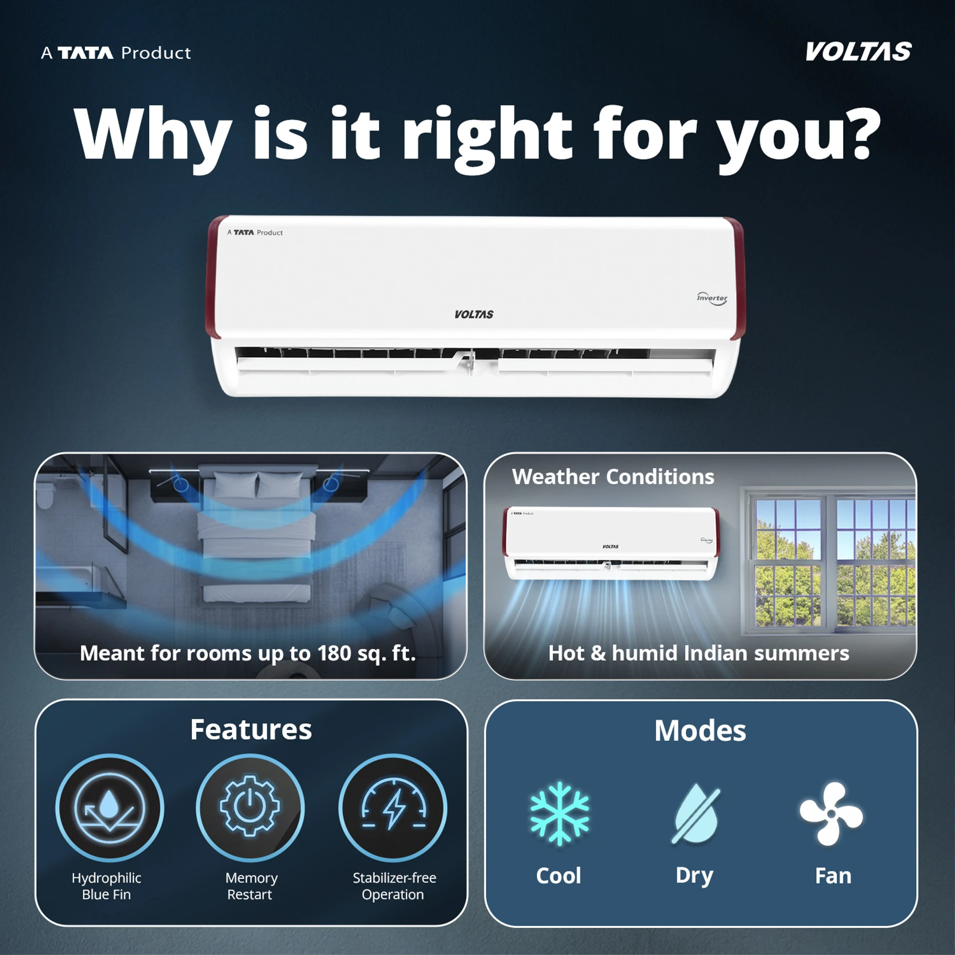 Voltas 2026 Model 1 Ton 3 Star Split Inverter AC - Image 12